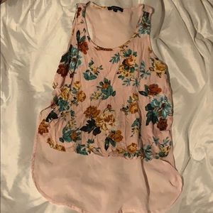 Half sheer, high/low tank top.